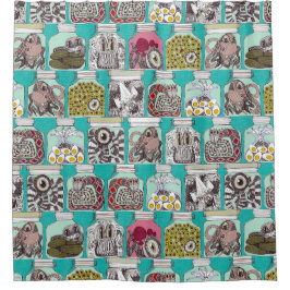 Cortina De Ducha azul extraño de pepinillos