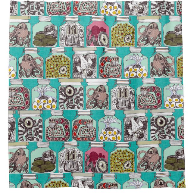 Cortina De Ducha azul extraño de pepinillos (Anverso)