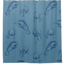 Cortina de ducha azul Manatee Ocean