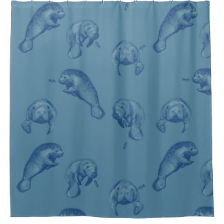 Cortina de ducha azul Manatee Ocean