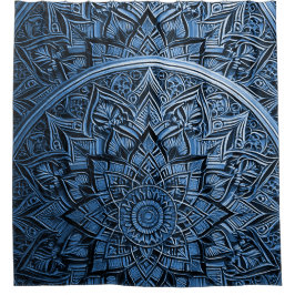 Cortina de ducha azul Mandala