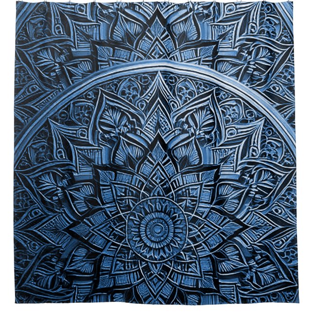 Cortina de ducha azul Mandala (Anverso)