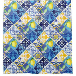 Cortina de ducha azul marino de flores de Magnolia