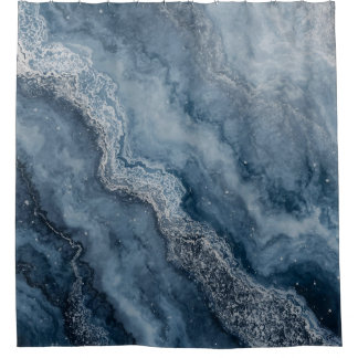 Cortina De Ducha Azul Marino Gris Azul Claro Blanco Contemporáneo