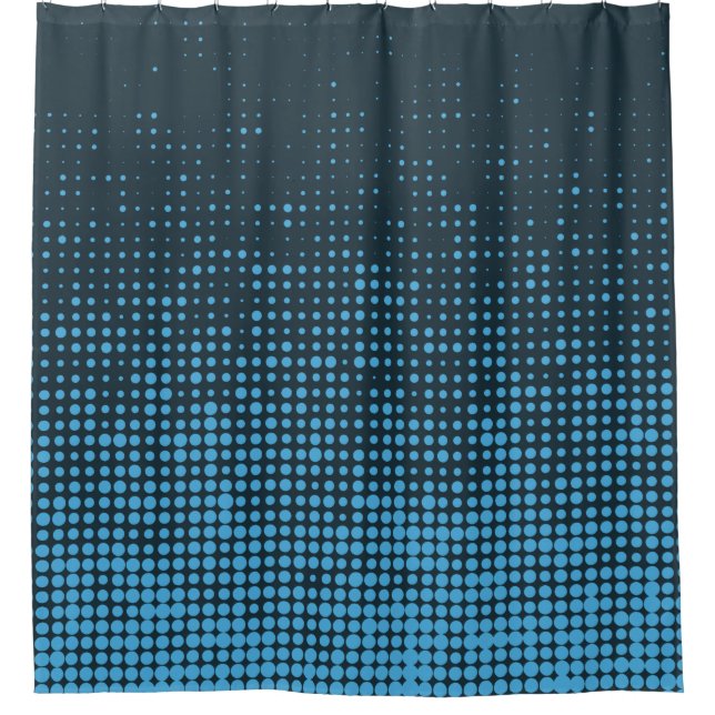 Cortina De Ducha Azul, moderno, retro, fresco, moderno patrón de pu (Anverso)