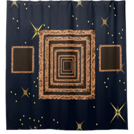 Cortina de ducha azul naranja espejo