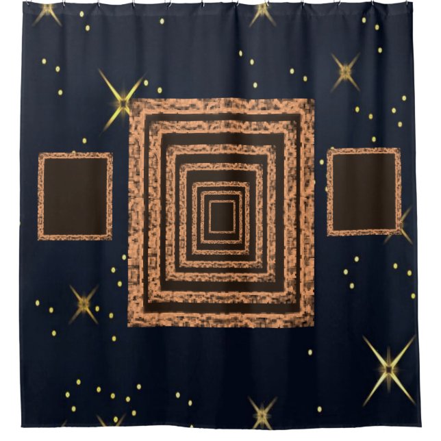 Cortina de ducha azul naranja espejo (Anverso)