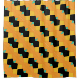 Cortina De Ducha Azul negro naranja angulado