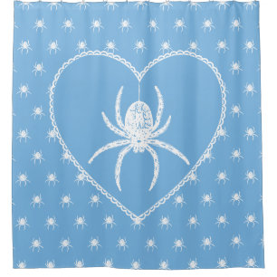 Cortina de ducha azul para el corazón araña