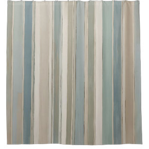 Cortina De Ducha Azul Polvoriento Teal Verde Beige Raya
