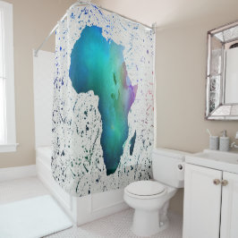 Cortina De Ducha Azul, púrpura y color de agua verde África