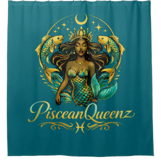 Cortina de ducha azul reina Piscis