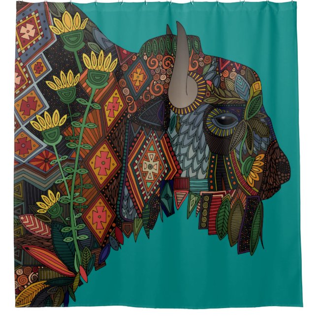 Cortina De Ducha azul verde azulado bisonte (Anverso)