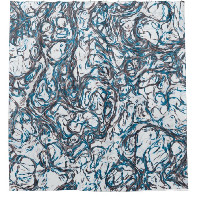 Cortina De Ducha Azul y marrón  (Anverso)