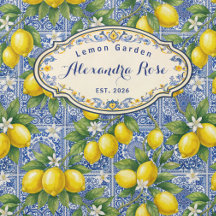Azulejo Azul Nombre Monograma País Francés Limón