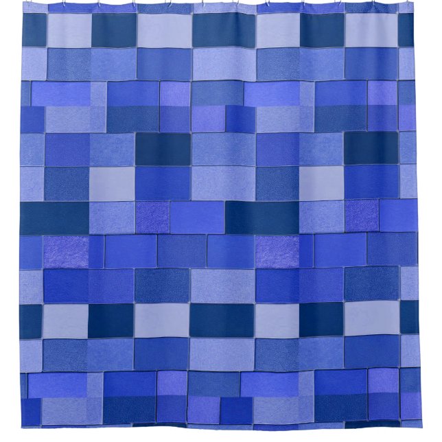 Cortina De Ducha Azulejos de mosaico azul (Anverso)