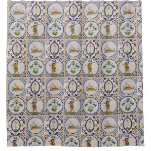 Cortina De Ducha Azulejos holandeses vintage de Delft del siglo XVI