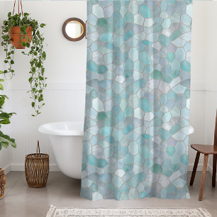 Cortina De Ducha Azure Verdigris Mosaic