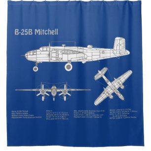 Cortina De Ducha B-25B Mitchell Doolittle - Airplane Blueprint ABD
