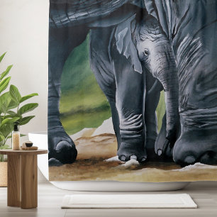 Cortina De Ducha Baby Elephant Gray Cute