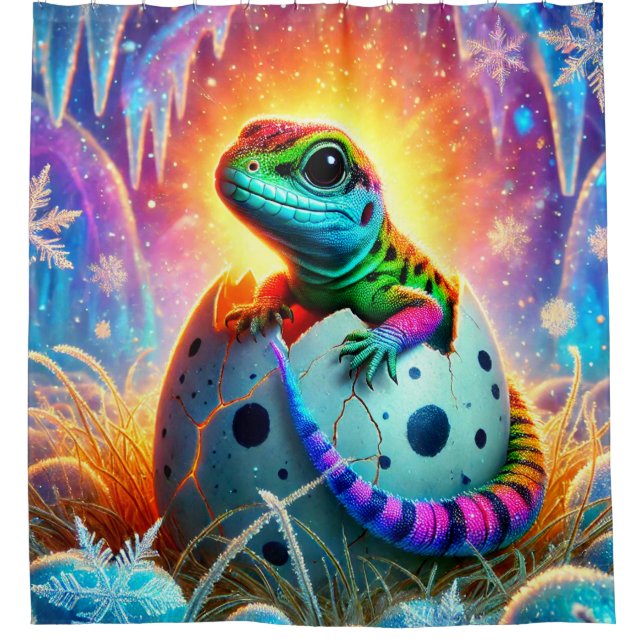 Cortina De Ducha Baby Lizard Hatching (Anverso)