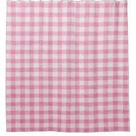 Cortina De Ducha Baby Pink Gingham Pattern