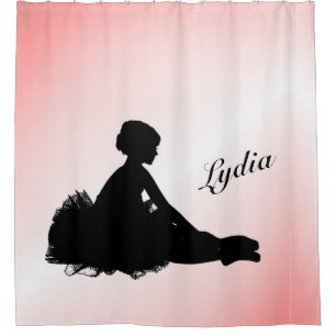 Cortina De Ducha Bailarina Cansada Personalizado con Nombre Rosa