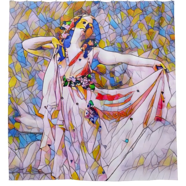 Cortina De Ducha Bailarina de vidrio manchado con vestido flojo (Anverso)