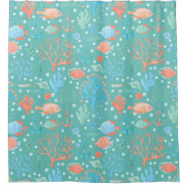 Cortina De Ducha Bajo el patrón de acuarela marina