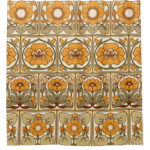 Cortina De Ducha Baldosa cerámica: estilo Art Nouveau.