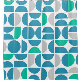 Cortina De Ducha Baldosas acuáticas de mediados del siglo