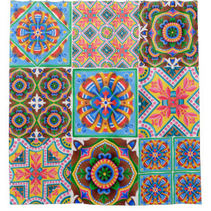 Cortina De Ducha Baldosas cerámicas, mayólica, ornamentabstracta, á