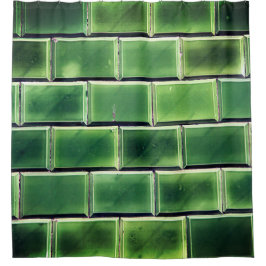 Cortina De Ducha Baldosas verdes