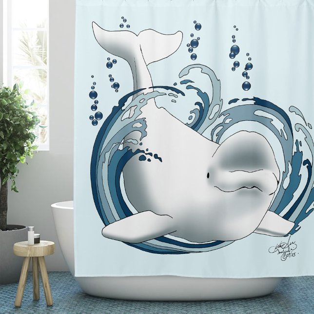Cortina De Ducha Ballena Beluga Azul (Subido por el creador)