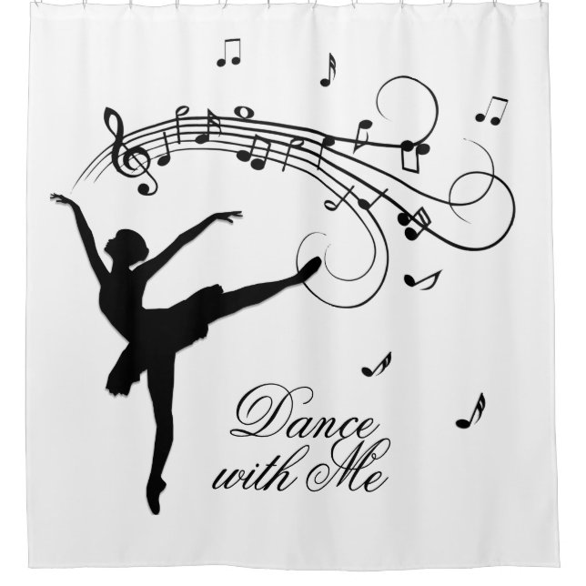 Cortina De Ducha Ballerina Dancing with Music Notes (Anverso)