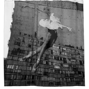 CORTINA DE DUCHA BALLERINA EN BLANCO VESTIDO MURAL