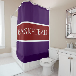 Cortina De Ducha BALONCESTO Rayas Moradas Blancas Profundas y Negri