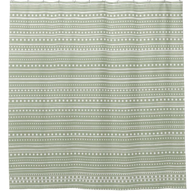 Cortina De Ducha Bamanko Doted Striped Mudcloth Pattern Sage Green (Anverso)