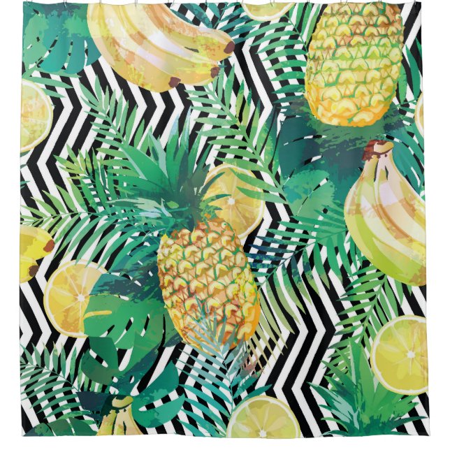 Cortina De Ducha Bananas exóticas Lemones Tropicales Sin Marea (Anverso)