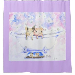 Cortina De Ducha Bañar lechones en la pintura de Tub
