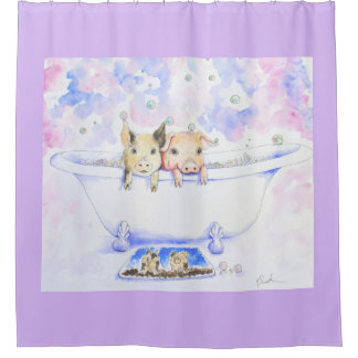 Cortina De Ducha Bañar lechones en la pintura de Tub