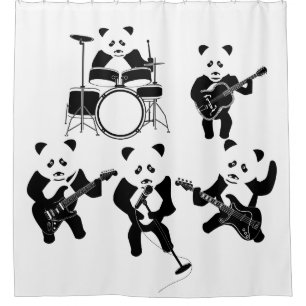 Cortina De Ducha Banda Cute Panda Rock