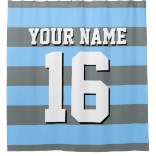 Cortina De Ducha Banda de perdigones de Sky Blue Charcoal Sports Je