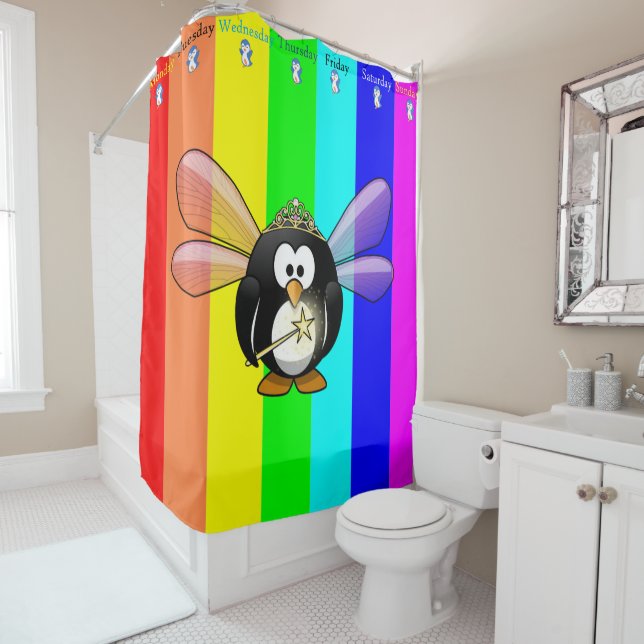 Cortina de ducha Banda de pingüino Días de la sema (In situ)