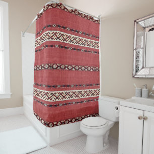 Cortina De Ducha Banda triangular Kilim II Blanco negro rojo 
