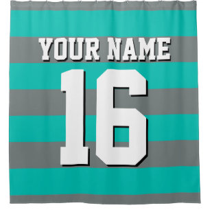 Cortina De Ducha Banda verde azulada de Preppy de Jersey para Depor