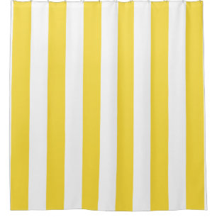 Cortina De Ducha Bandas anchas clásicas, amarillo limón y blanco