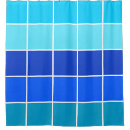 Cortina De Ducha Bandas de degradado de cuadrados azules