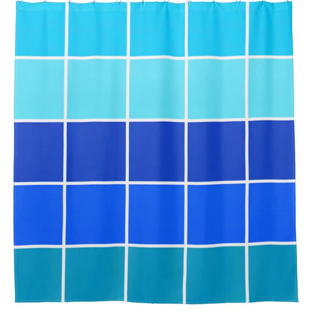 Cortina De Ducha Bandas de degradado de cuadrados azules (Anverso)
