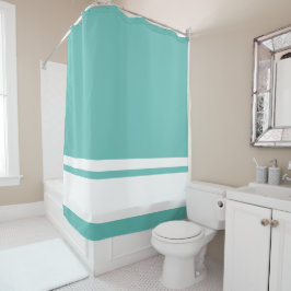 Cortina De Ducha Bandas Modernas De Carreras Blanca En Aqua Verde a